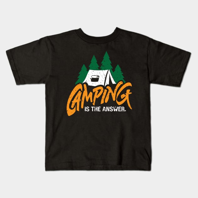 Vintage Style Camping, Tent Or RV Camping Gift Kids T-Shirt by Blue Zebra